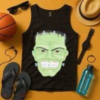 Halloween Frankenstein Head Terrifyingly Green Snarling Head Tank Top thumb 4