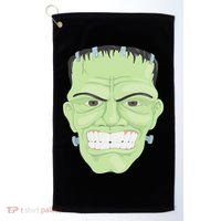 Halloween Frankenstein Head Terrifyingly Green Snarling Head Golf Towel thumb 0