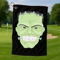 Halloween Frankenstein Head Terrifyingly Green Snarling Head Golf Towel thumb 1
