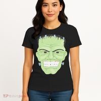 Halloween Frankenstein Head Terrifyingly Green Snarling Head Women's T-Shirt thumb 4