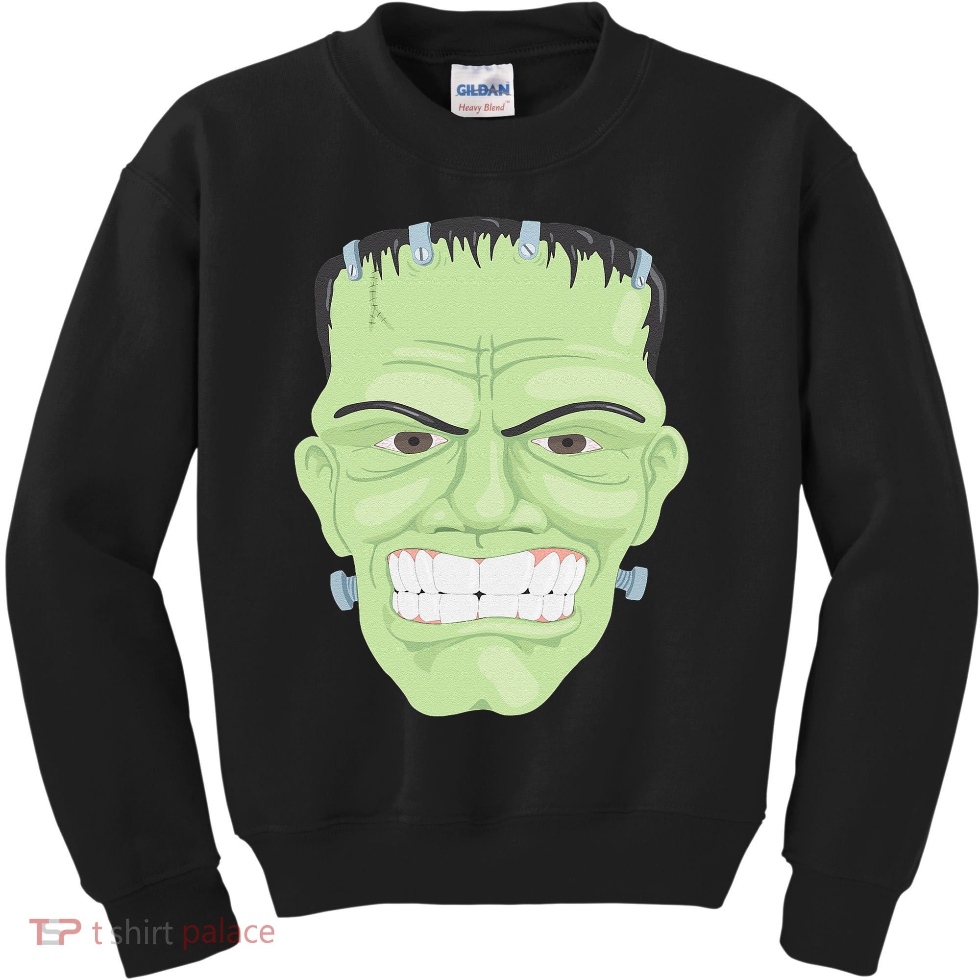 Halloween Frankenstein Head Terrifyingly Green Snarling Head Kids Sweatshirt