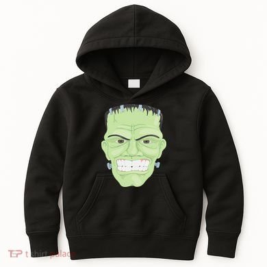 Halloween Frankenstein Head Terrifyingly Green Snarling Head Kids Hoodie