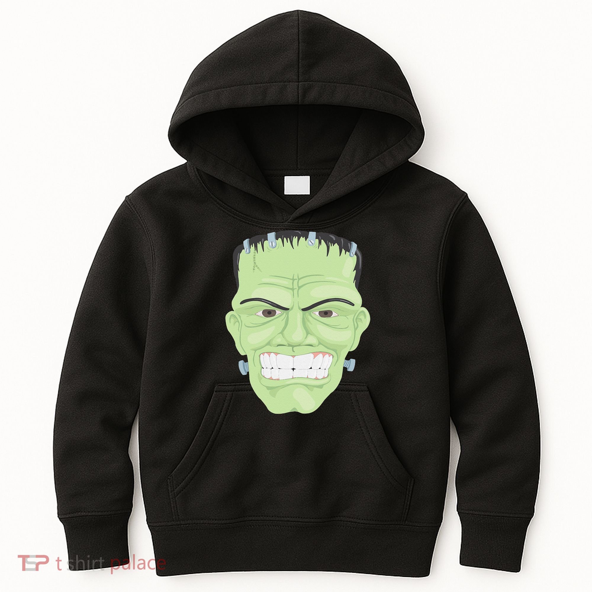Halloween Frankenstein Head Terrifyingly Green Snarling Head Kids Hoodie
