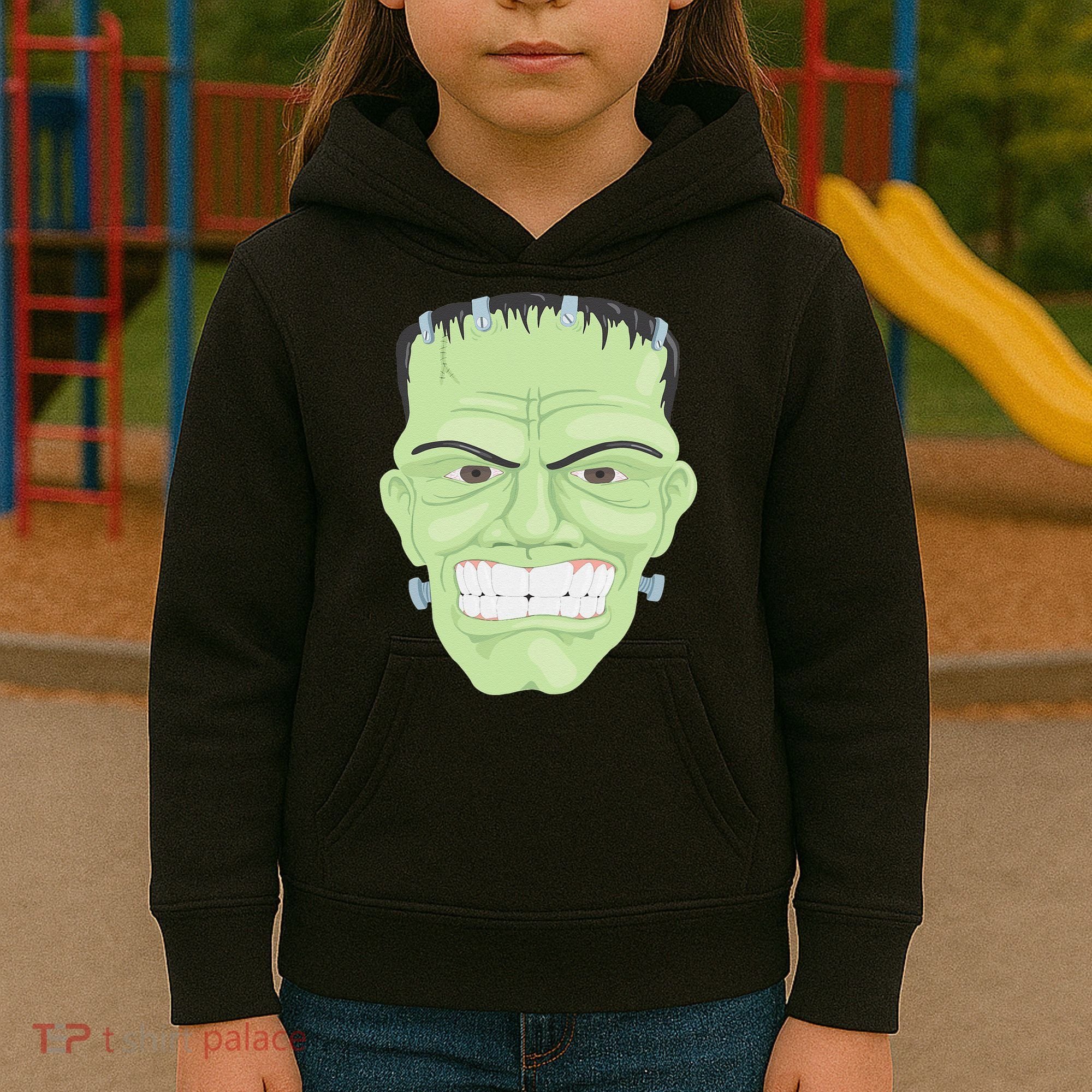 Halloween Frankenstein Head Terrifyingly Green Snarling Head Kids Hoodie