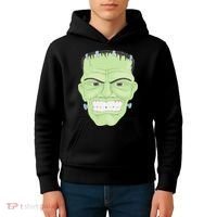 Halloween Frankenstein Head Terrifyingly Green Snarling Head Kids Hoodie thumb 4