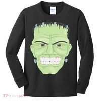 Halloween Frankenstein Head Terrifyingly Green Snarling Head Kids Long Sleeve Shirt thumb 0