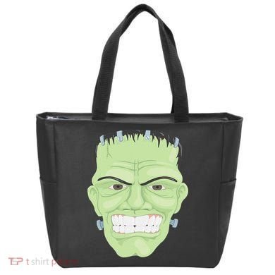 Halloween Frankenstein Head Terrifyingly Green Snarling Head Tote Bag