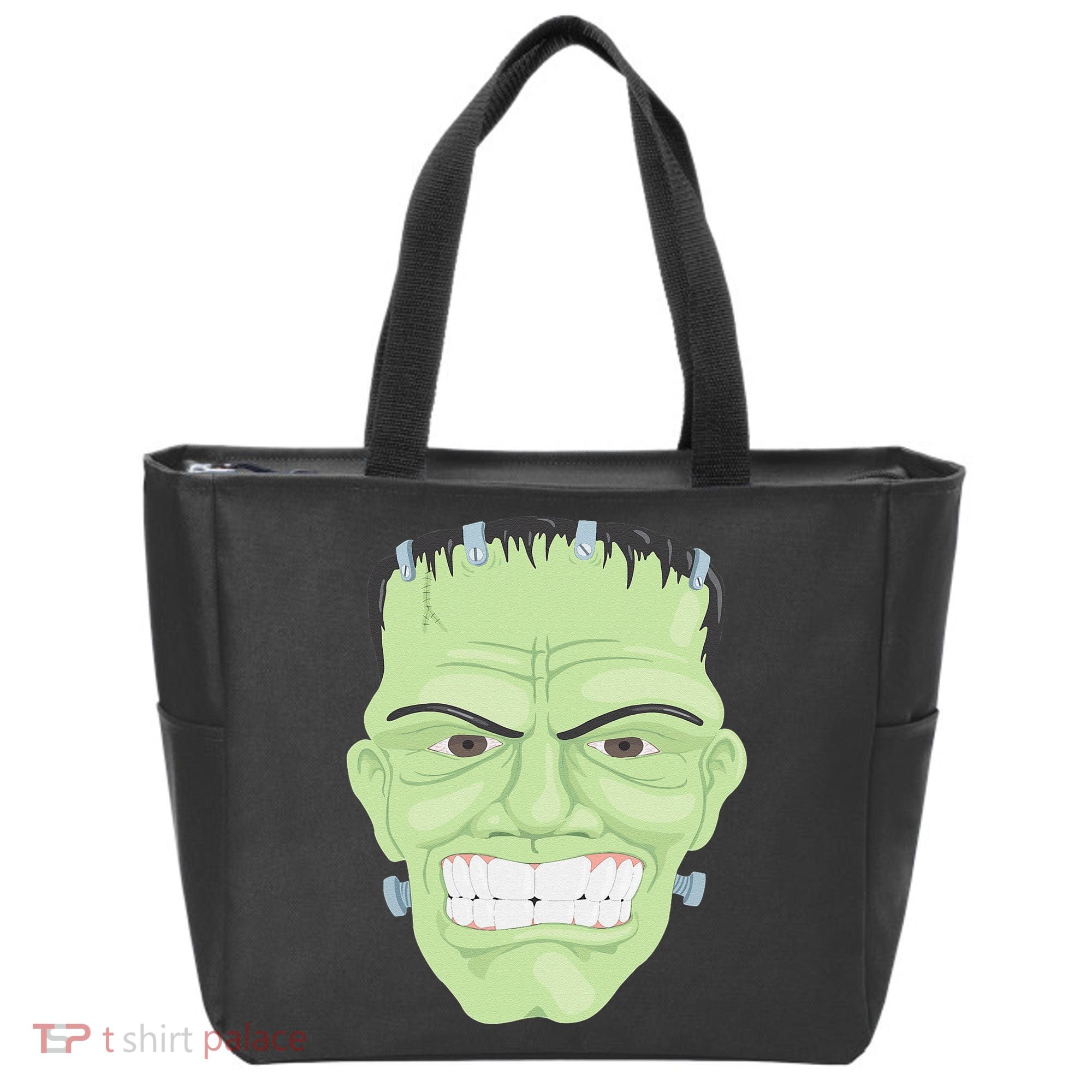 Halloween Frankenstein Head Terrifyingly Green Snarling Head Tote Bag
