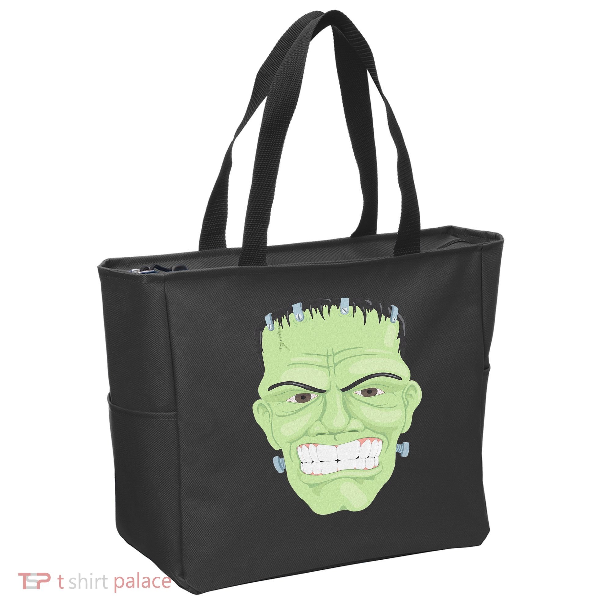 Halloween Frankenstein Head Terrifyingly Green Snarling Head Tote Bag