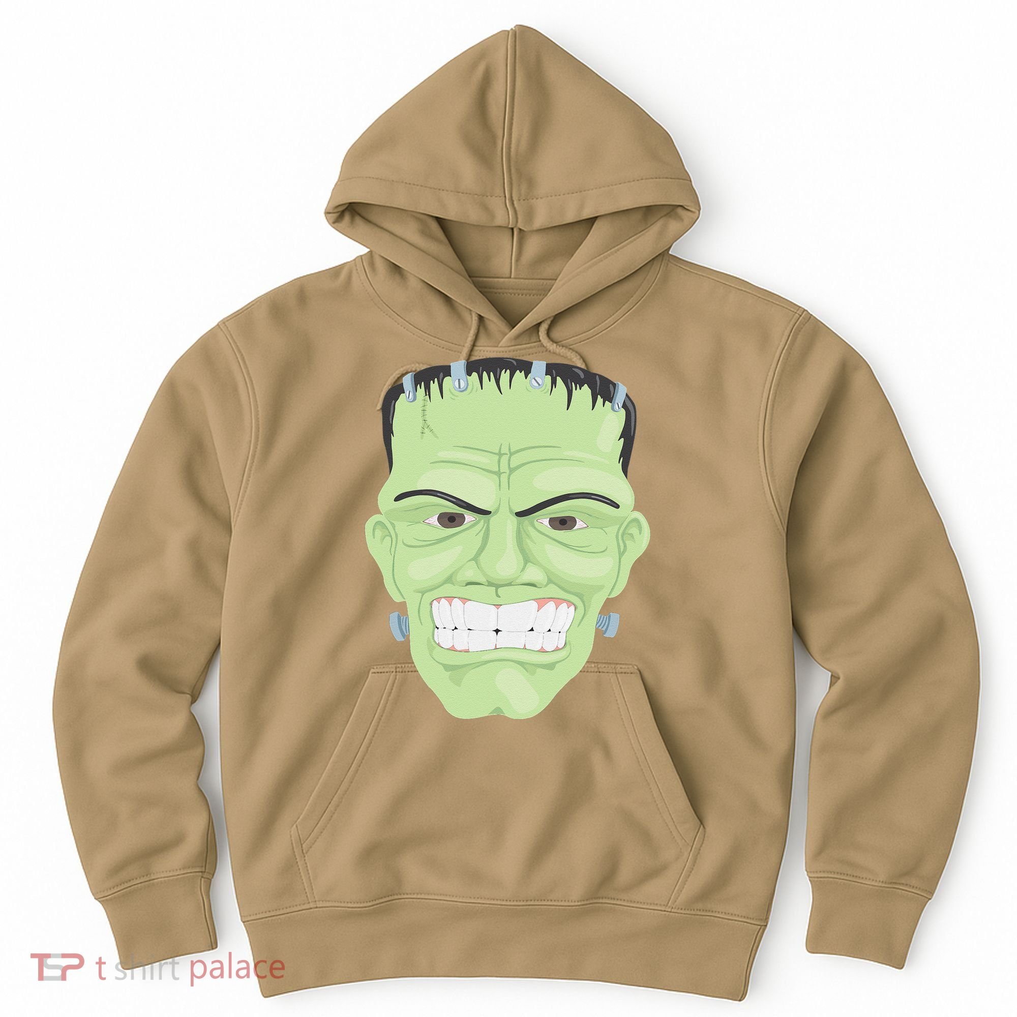 Halloween Frankenstein Head Terrifyingly Green Snarling Head Hoodie