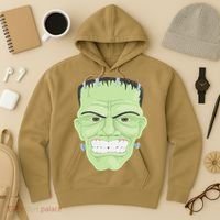 Halloween Frankenstein Head Terrifyingly Green Snarling Head Hoodie thumb 3