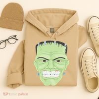 Halloween Frankenstein Head Terrifyingly Green Snarling Head Hoodie thumb 4