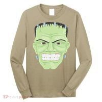 Halloween Frankenstein Head Terrifyingly Green Snarling Head Long Sleeve Shirt thumb 0