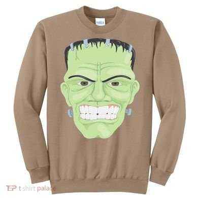 Halloween Frankenstein Head Terrifyingly Green Snarling Head Sweatshirt