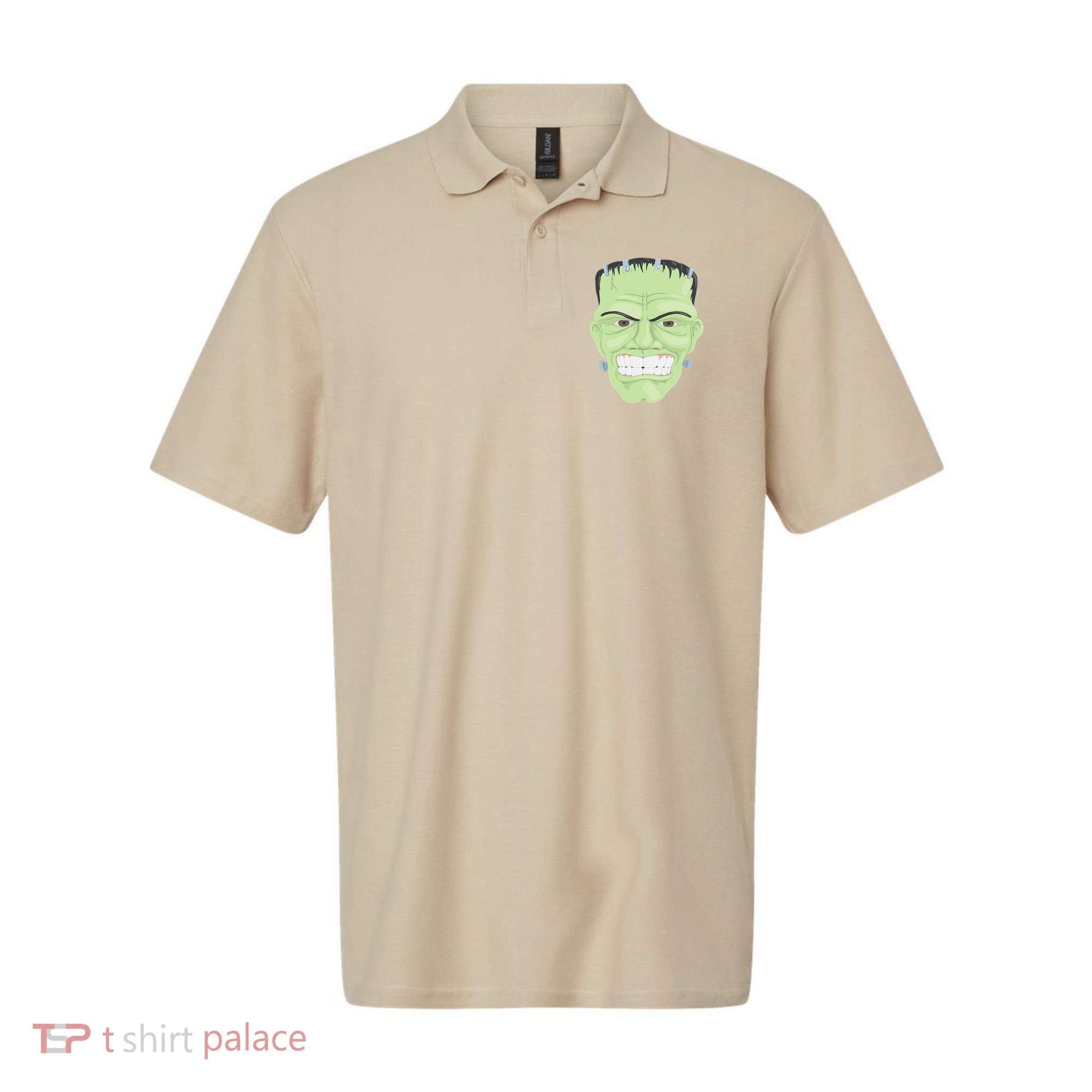 Halloween Frankenstein Head Terrifyingly Green Snarling Head Polo