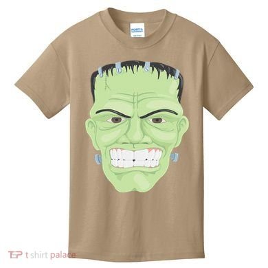 Halloween Frankenstein Head Terrifyingly Green Snarling Head Kids T-Shirt