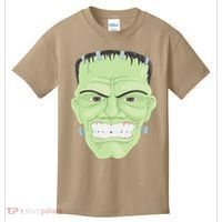 Halloween Frankenstein Head Terrifyingly Green Snarling Head Kids T-Shirt thumb 0
