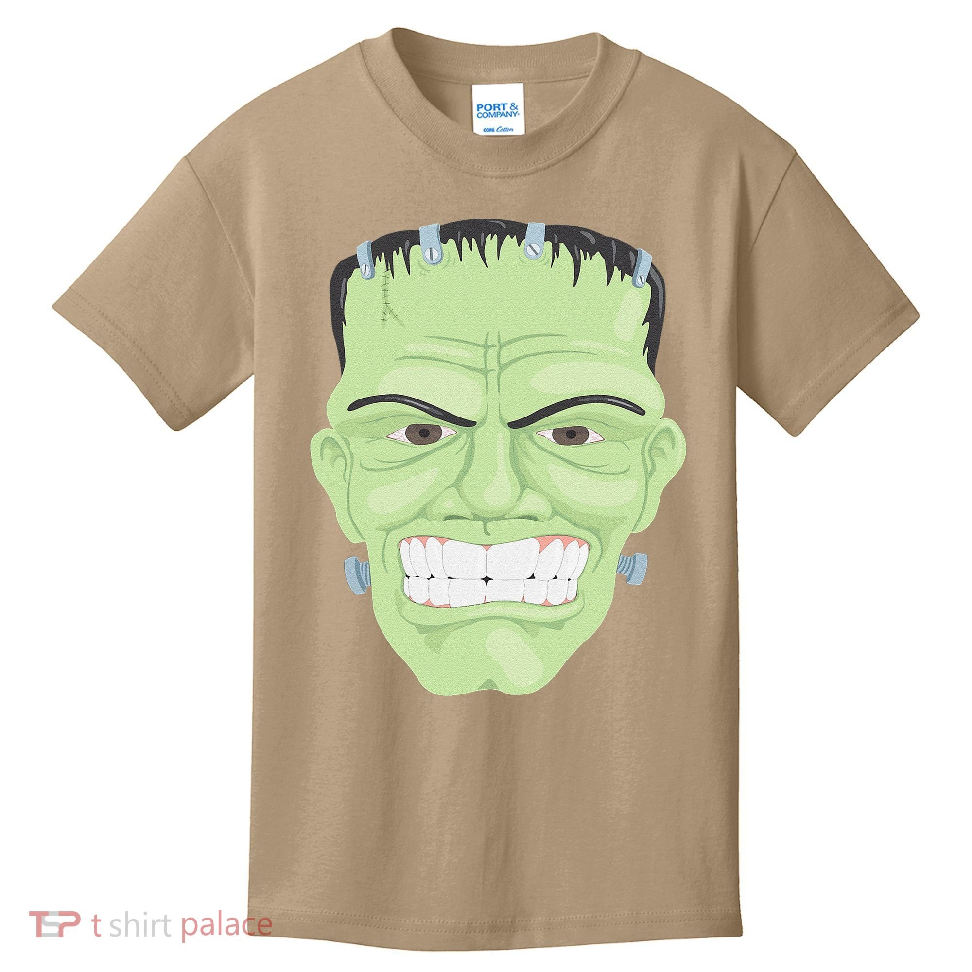 Halloween Frankenstein Head Terrifyingly Green Snarling Head Kids T-Shirt