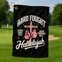 Hard Fought Hallelujah Praise Jesus Golf Towel thumb 1