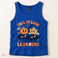 Halloween Fall In Love With Learning Thanksgiving Teacher Tank Top thumb 2