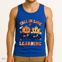 Halloween Fall In Love With Learning Thanksgiving Teacher Tank Top thumb 3