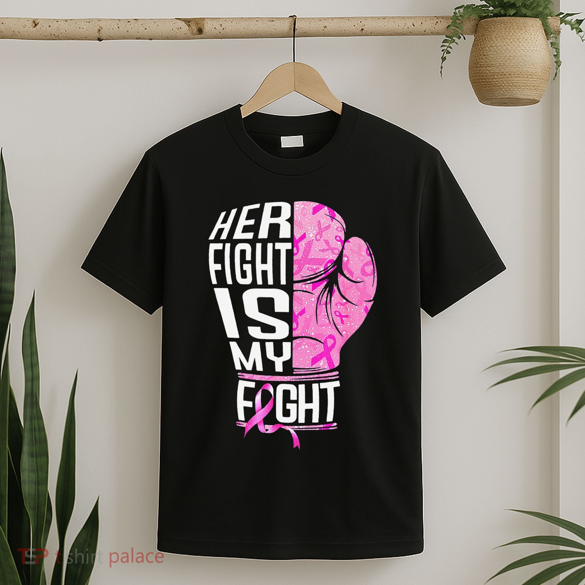 Her Fight Is My Fight Breast Cancer Boxing T-Shirt