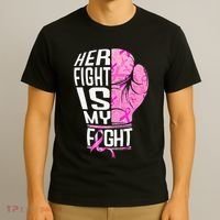 Her Fight Is My Fight Breast Cancer Boxing T-Shirt thumb 3