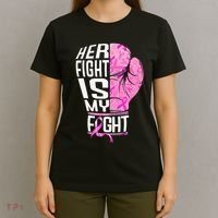 Her Fight Is My Fight Breast Cancer Boxing T-Shirt thumb 4