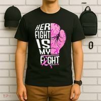 Her Fight Is My Fight Breast Cancer Boxing T-Shirt thumb 6