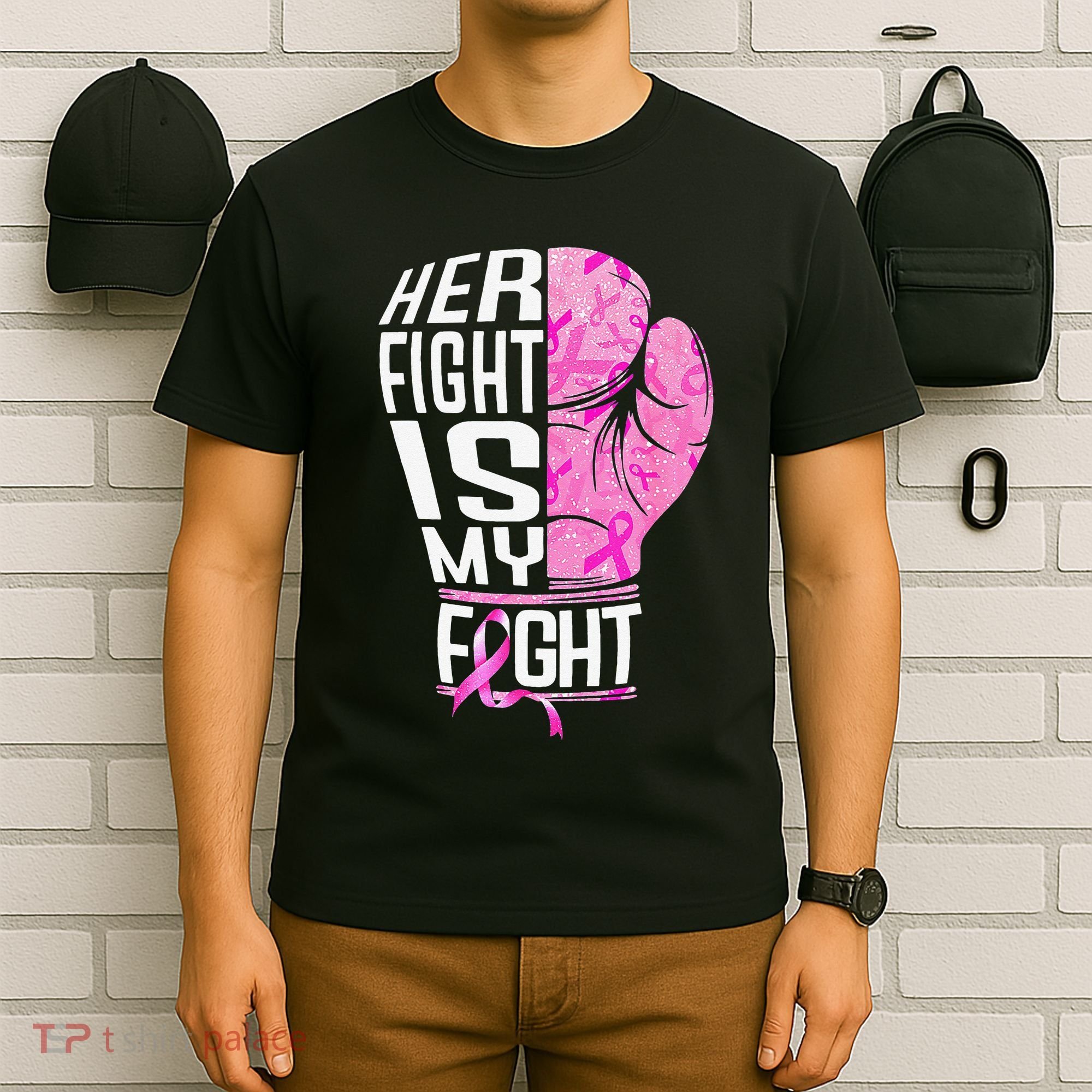 Her Fight Is My Fight Breast Cancer Boxing T-Shirt