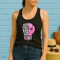 Her Fight Is My Fight Breast Cancer Boxing Women's Tank Top thumb 2