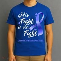 His Fight Is Our Fight Colon Cancer Awareness Gift T-Shirt thumb 3
