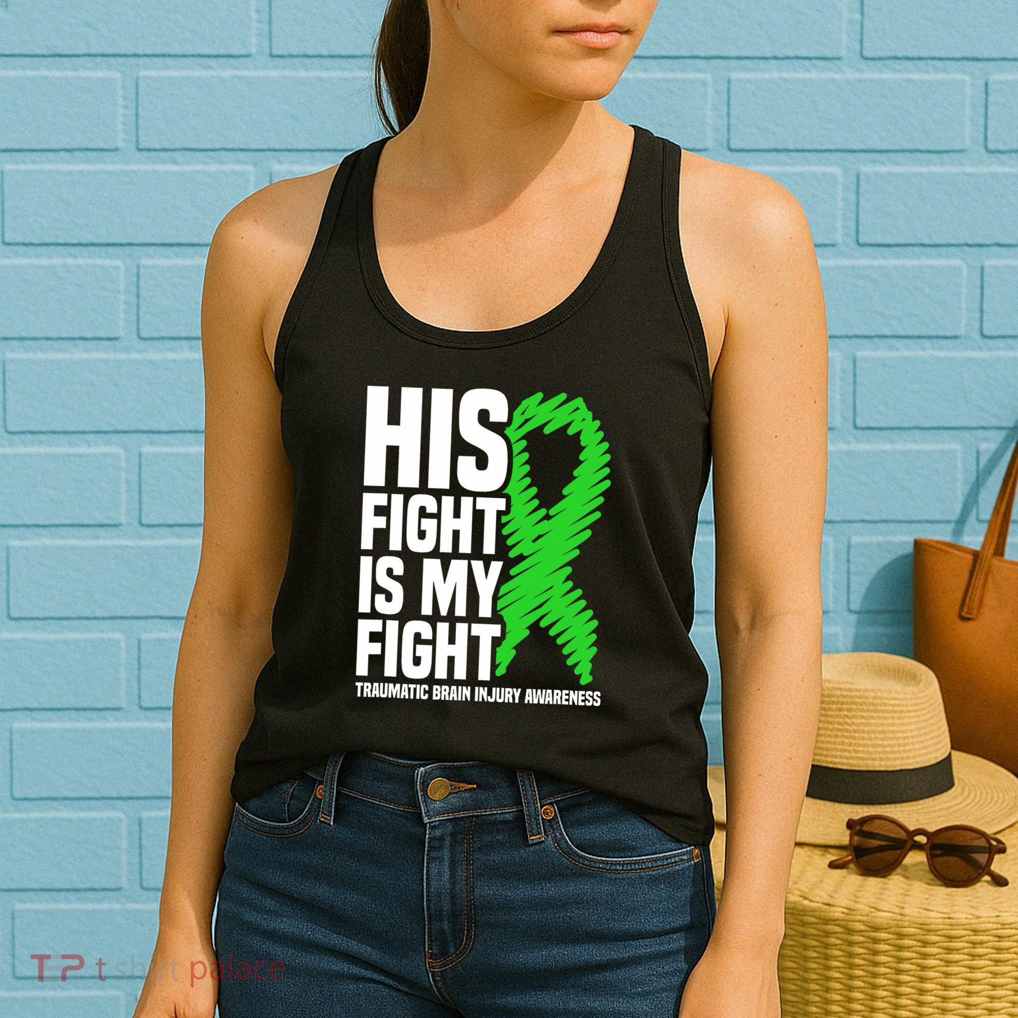His Fight Is My Fight Traumatic Brain Injury Awareness Women's Tank Top
