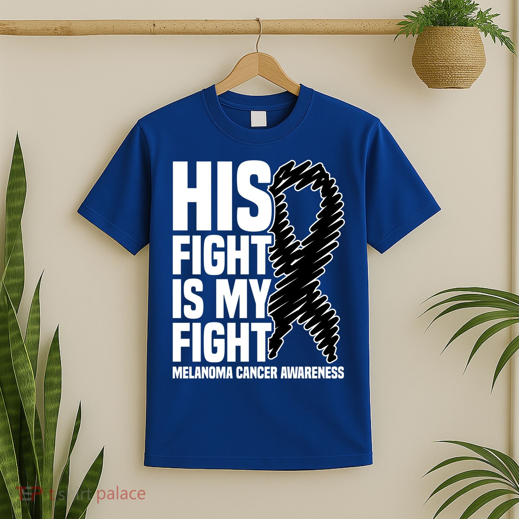 His Fight Is My Fight Black Ribbon Melanoma Cancer Awareness Cool Gift T-Shirt