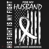 His Fight Is My Fight Husband Lung Cancer Awareness USA Flag T-Shirt thumb 7