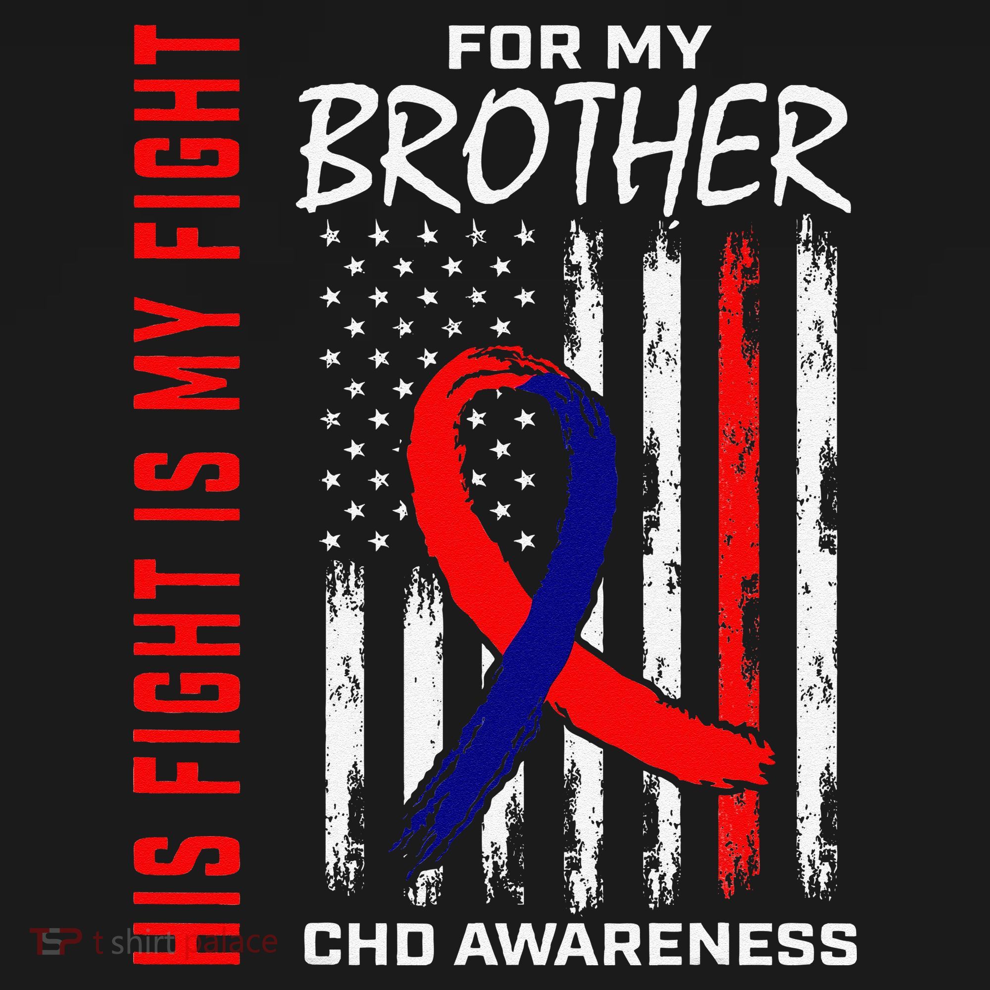 His Fight Is My Fight Chd Awareness Brother American Flag Gift Women's Tank Top
