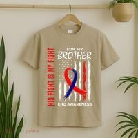 His Fight Is My Fight Chd Awareness Brother American Flag Gift T-Shirt thumb 2