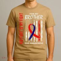His Fight Is My Fight Chd Awareness Brother American Flag Gift T-Shirt thumb 3