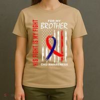 His Fight Is My Fight Chd Awareness Brother American Flag Gift T-Shirt thumb 4