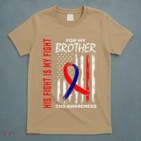 His Fight Is My Fight Chd Awareness Brother American Flag Gift T-Shirt thumb 5