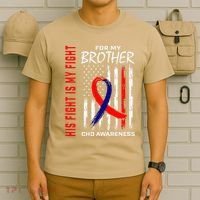 His Fight Is My Fight Chd Awareness Brother American Flag Gift T-Shirt thumb 6