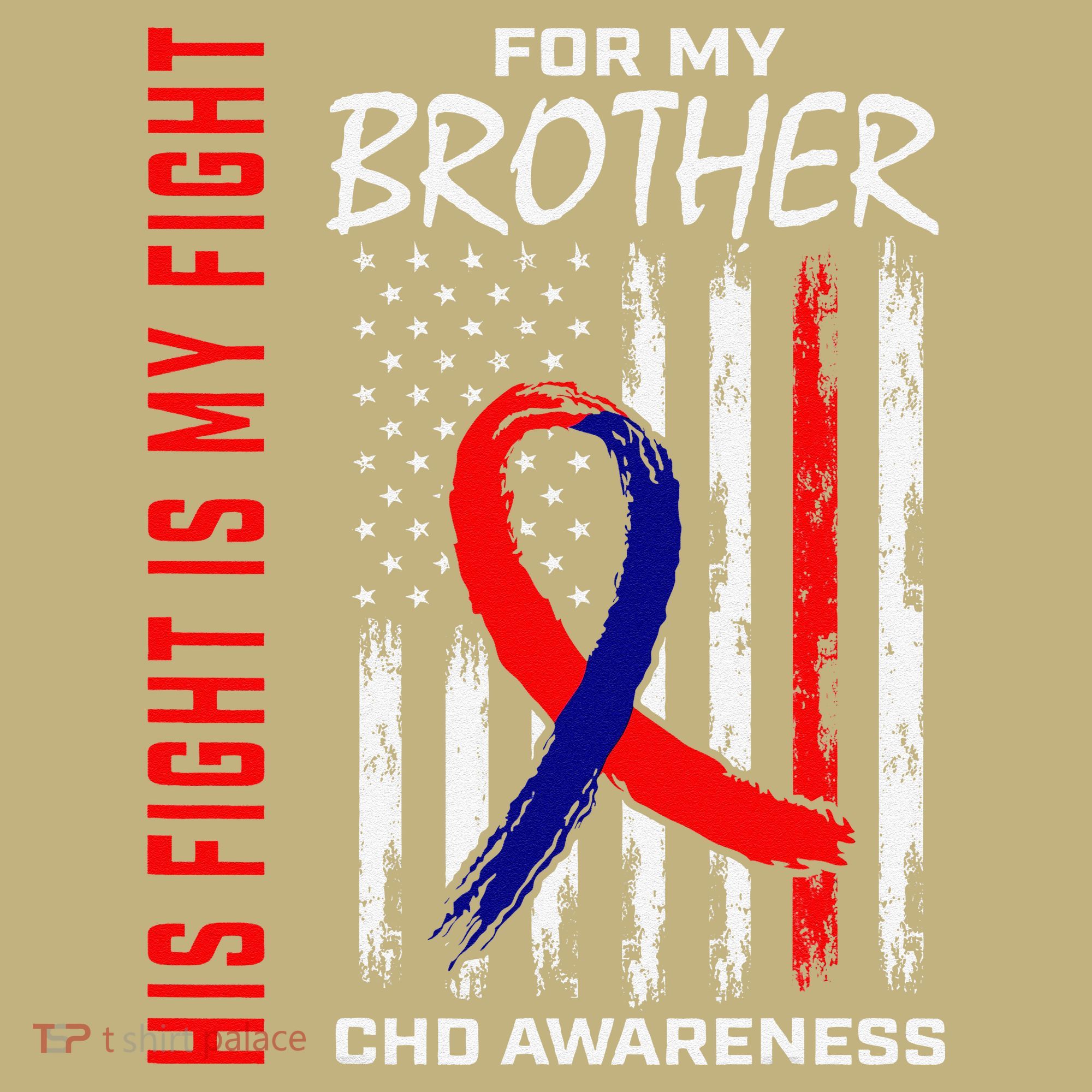 His Fight Is My Fight Chd Awareness Brother American Flag Gift T-Shirt