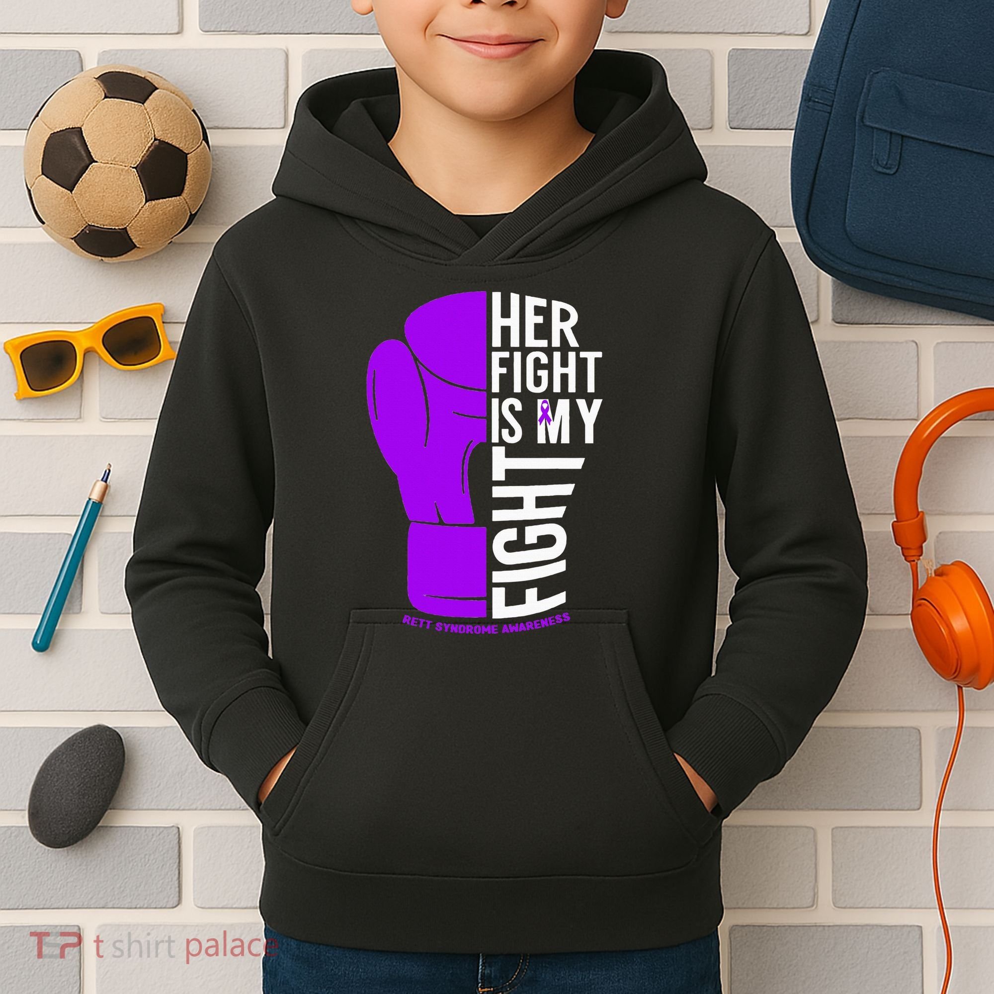 Her Fight Is My Fight Rett Syndrome Awareness Kids Hoodie