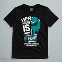 Her Fight Is My Fight Ovarian Cancer Awareness Teal Ribbon T-Shirt thumb 5