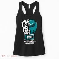 Her Fight Is My Fight Ovarian Cancer Awareness Teal Ribbon Women's Tank Top thumb 0