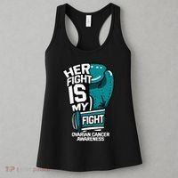 Her Fight Is My Fight Ovarian Cancer Awareness Teal Ribbon Women's Tank Top thumb 3