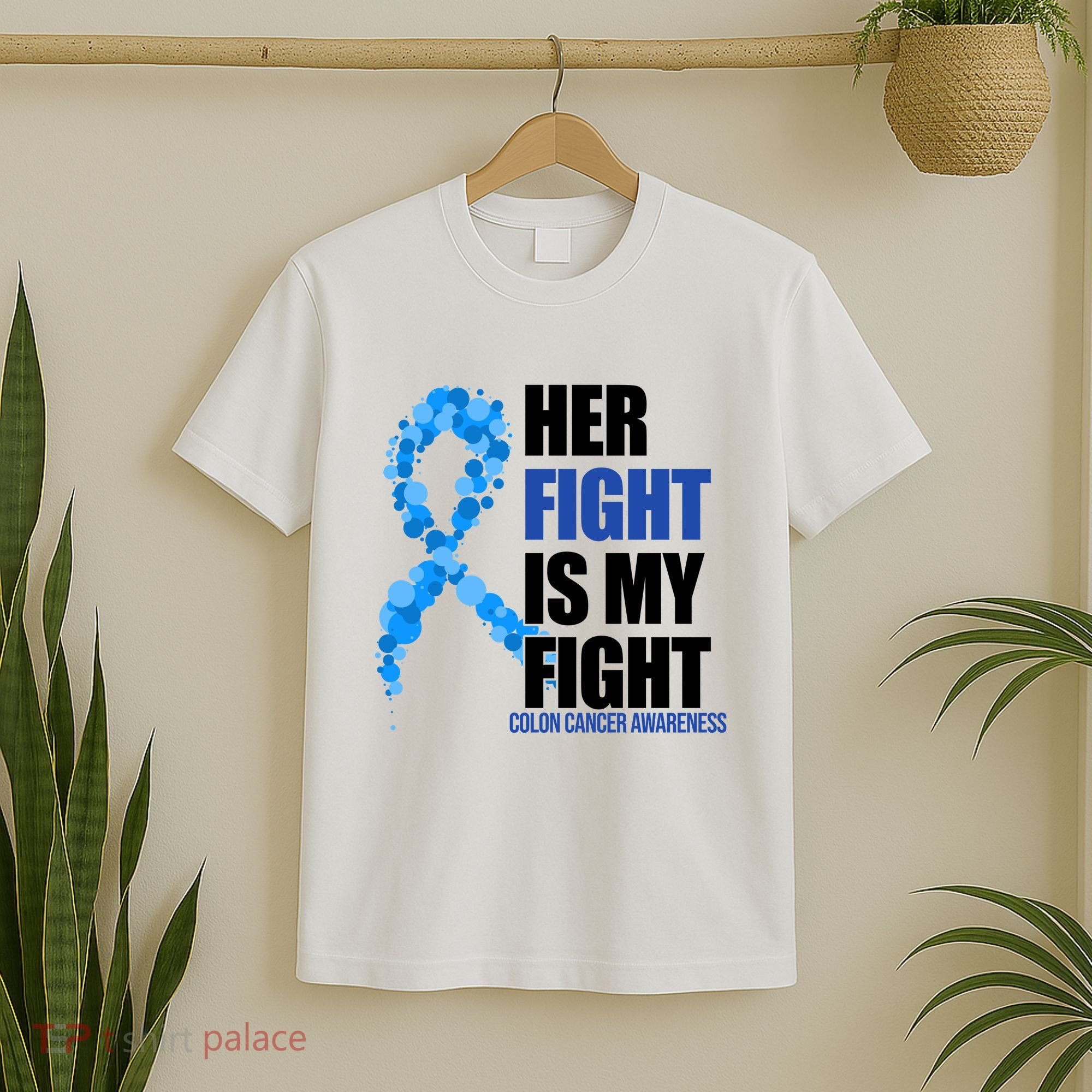 Her Fight Is My Fight Colon Cancer Awareness Ribbon T-Shirt