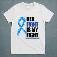 Her Fight Is My Fight Colon Cancer Awareness Ribbon T-Shirt thumb 5