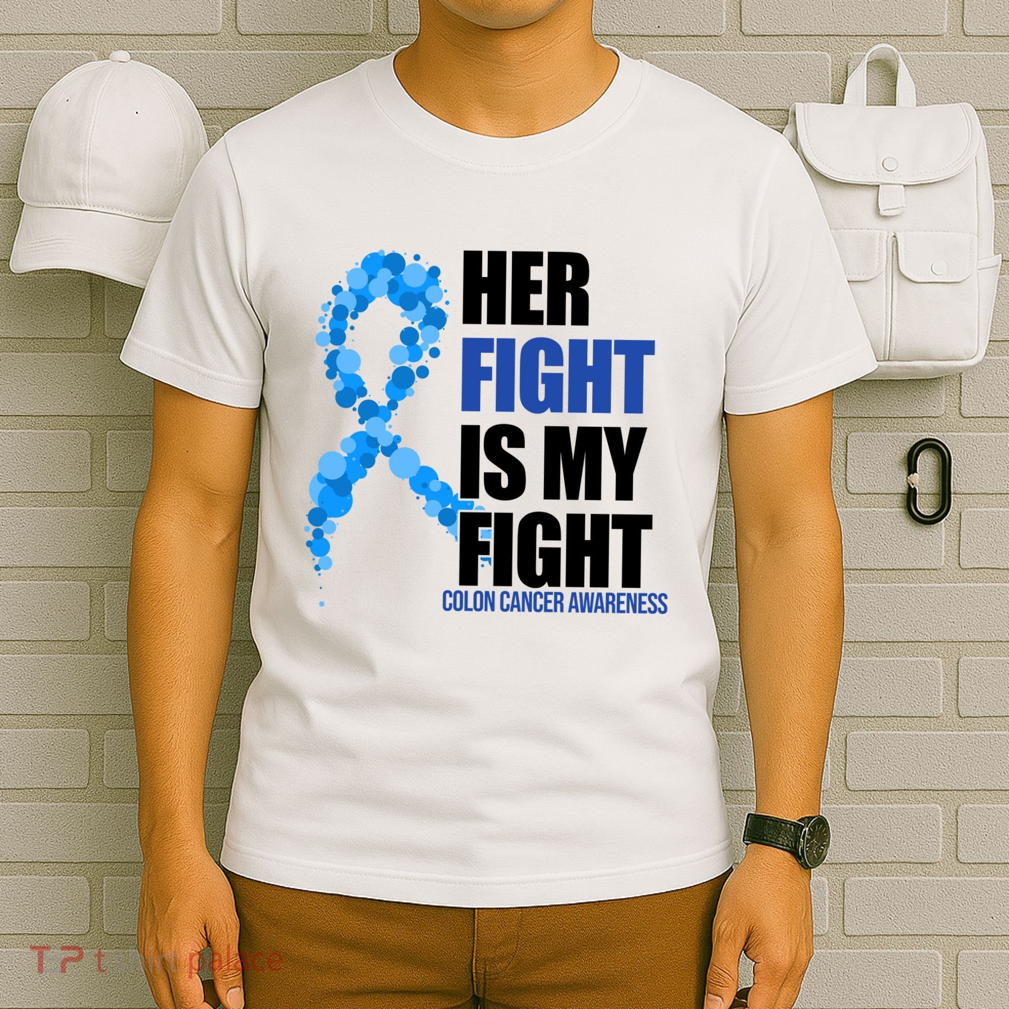 Her Fight Is My Fight Colon Cancer Awareness Ribbon T-Shirt