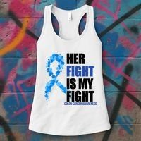 Her Fight Is My Fight Colon Cancer Awareness Ribbon Women's Tank Top thumb 3